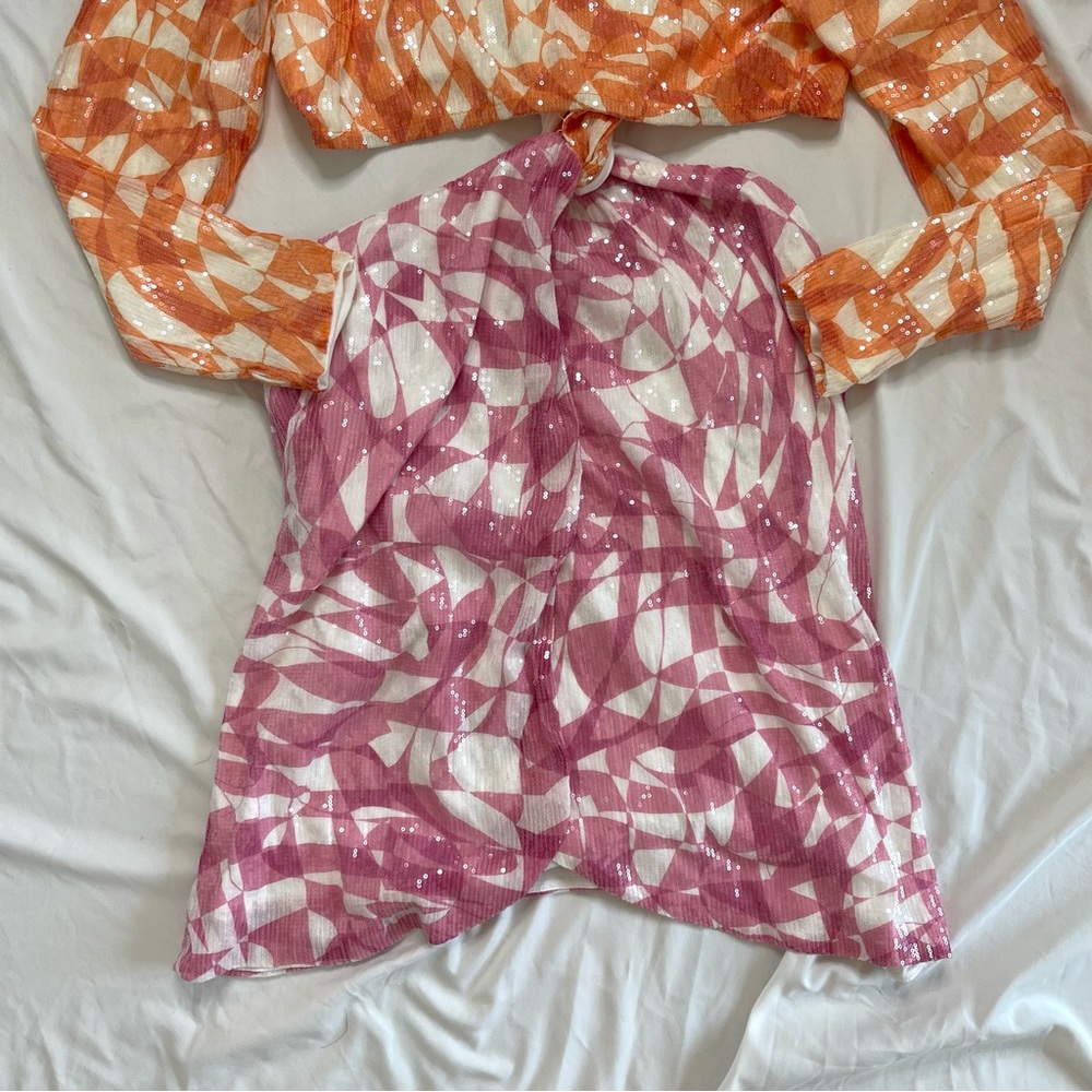 Eloquii Orange and Pink Tie-Front Mini Dress - Picture 13 of 13